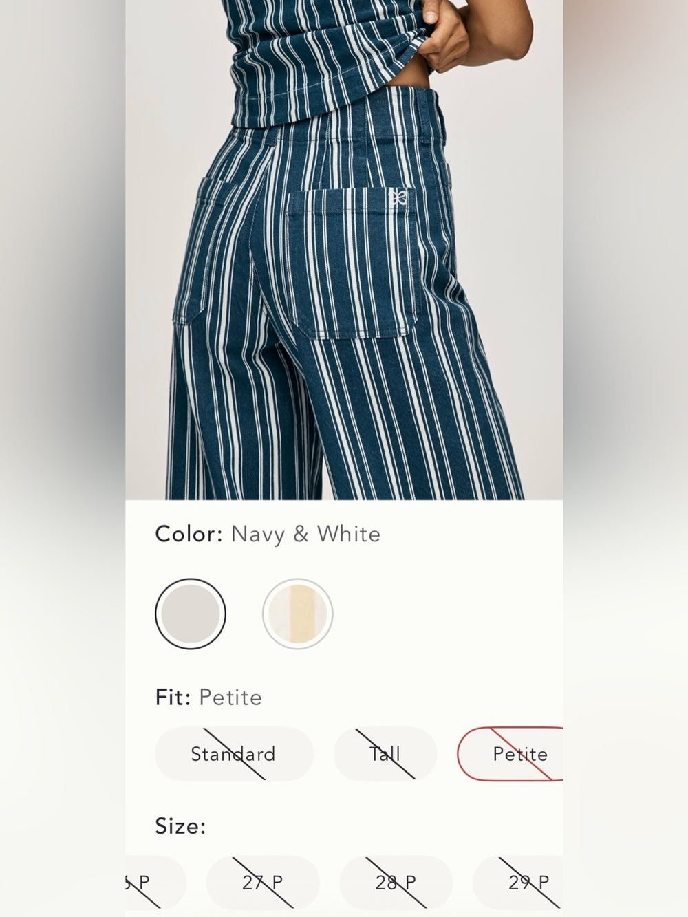 Anthropologie Colette Striped Wide-Leg Full-Length Pants Size 28P NWT - Picture 4 of 14